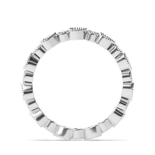 Pave Setting Round White Gold Miligrain Unique Eternity Bands Diamond Rings