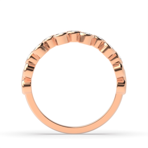 Bezel Setting Round Rose Gold Zig zag Unusual Wedding Diamond Rings
