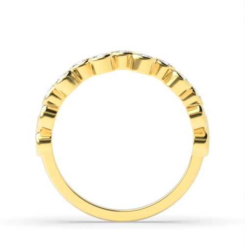 Bezel Setting Round Yellow Gold Zig zag Eternity Diamond Rings