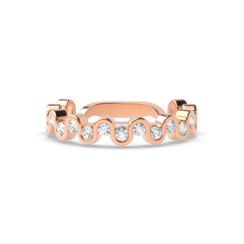 Channel Setting Round Rose Gold Wave Unusual Wedding Diamond Rings