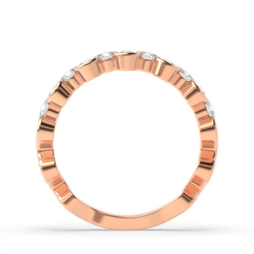 Channel Setting Round Rose Gold Wave Unusual Wedding Diamond Rings