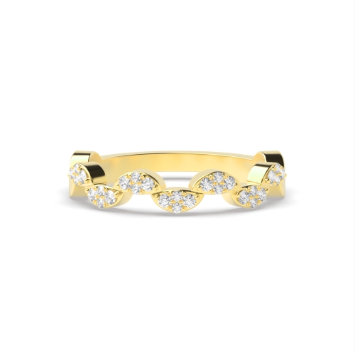 Pave Setting Round Yellow Gold Zig zag Eternity Diamond Rings