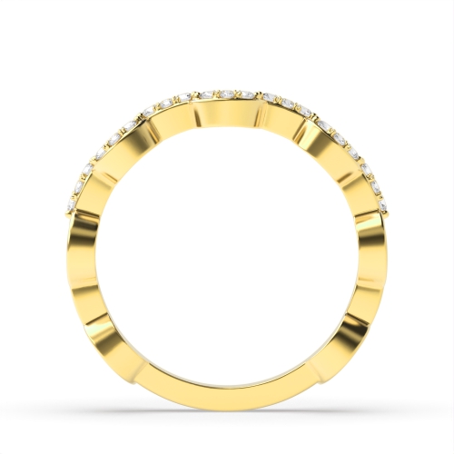 Pave Setting Round Yellow Gold Zig zag Eternity Diamond Rings