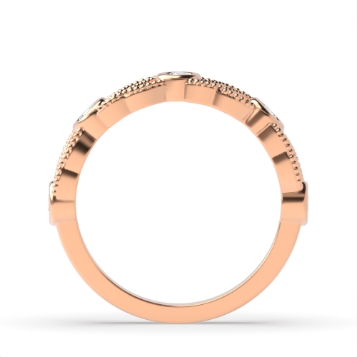 Bezel Setting Round Rose Gold Miligrain vintage Unusual Wedding Diamond Rings