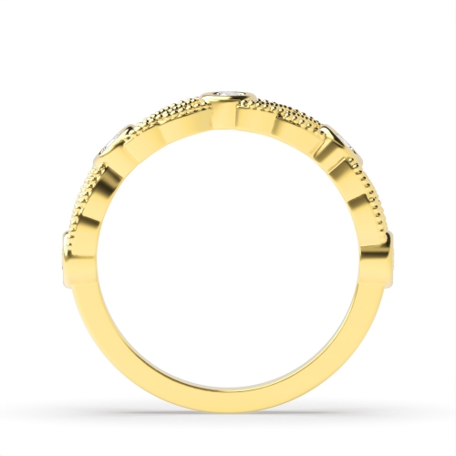 Bezel Setting Round Yellow Gold Miligrain vintage Eternity Diamond Rings