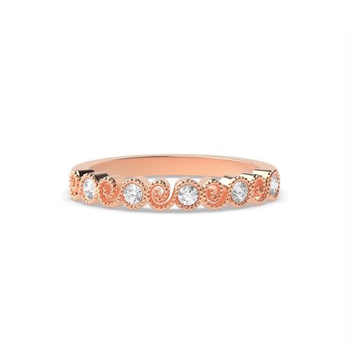 Bezel Setting Round Rose Gold Delicate stylish Eternity Diamond Rings