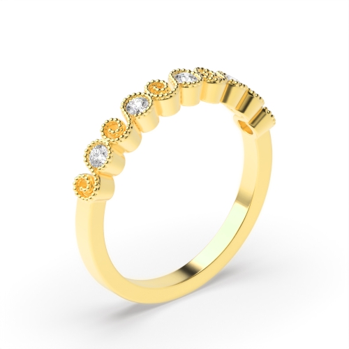 Bezel Setting Round Yellow Gold Delicate stylish Eternity Diamond Rings