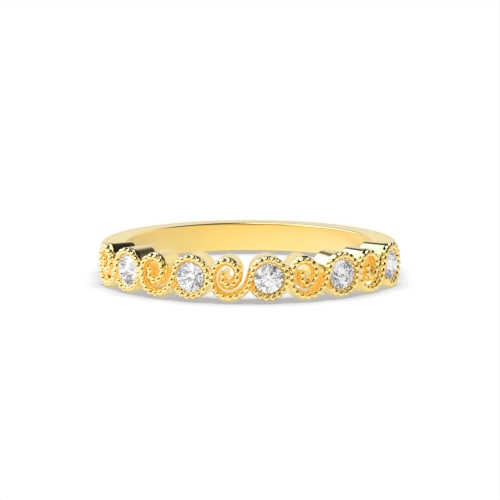 Bezel Setting Round Yellow Gold Delicate stylish Eternity Diamond Rings