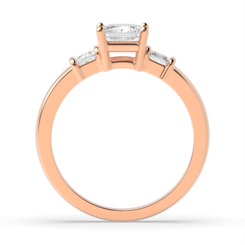 4 Prong Princess Rose Gold Luxury Trilogy Engagement Rings