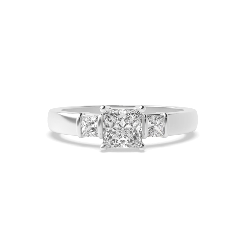 4 Prong Princess Luxury Naturally Mined Diamond Trilogy Engagement Rings