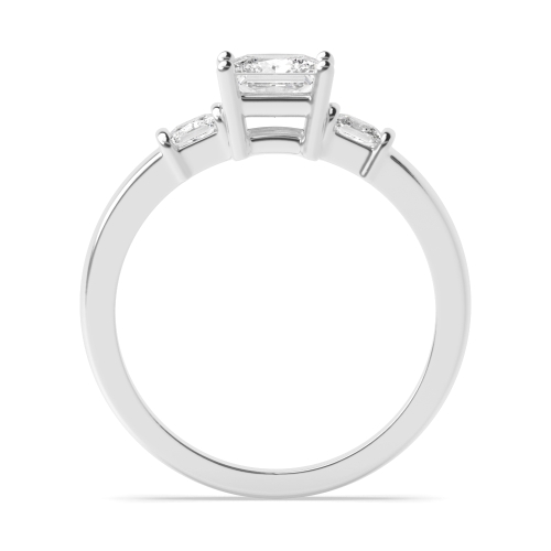 4 Prong Princess Luxury Naturally Mined Diamond Trilogy Engagement Rings
