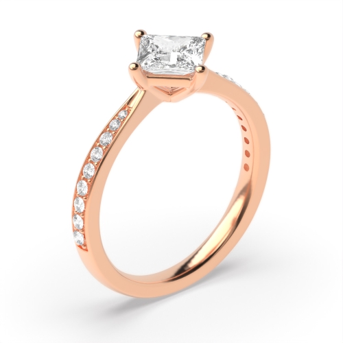 4 Prong Princess Rose Gold Eternal Engagement Rings