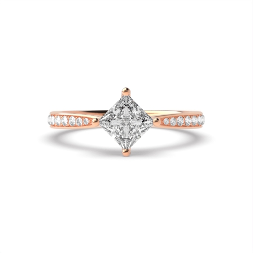 4 Prong Princess Rose Gold Eternal Engagement Rings