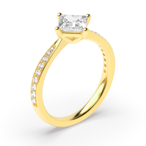 4 Prong Princess Yellow Gold Eternal Engagement Rings