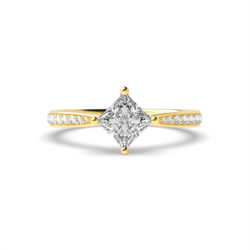 4 Prong Princess Yellow Gold Eternal Engagement Rings
