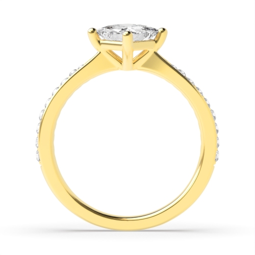 4 Prong Princess Yellow Gold Eternal Engagement Rings