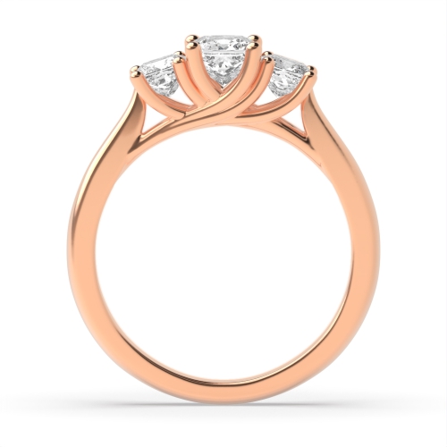 4 Prong Princess Rose Gold Refined Trilogy Engagement Rings