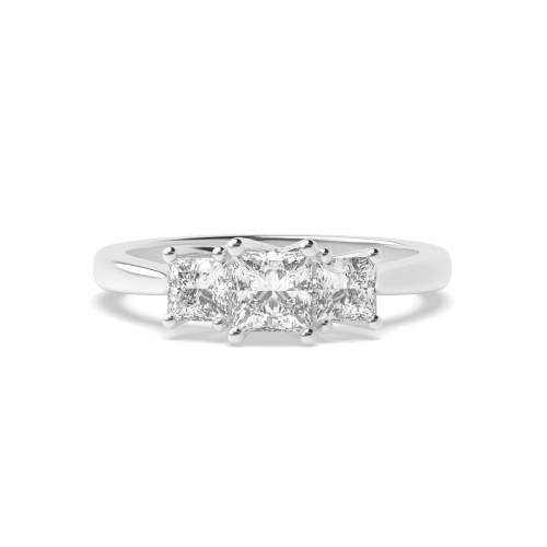 4 Prong Princess Refined Naturally Mined Diamond Trilogy Engagement Rings