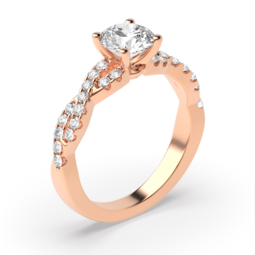 4 Prong Round Rose Gold Twilight mosaic Engagement Rings