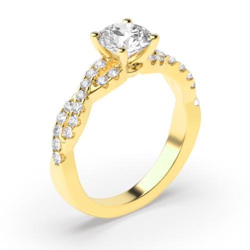 4 Prong Round Yellow Gold Twilight mosaic Engagement Rings