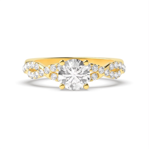 4 Prong Round Yellow Gold Twilight mosaic Engagement Rings