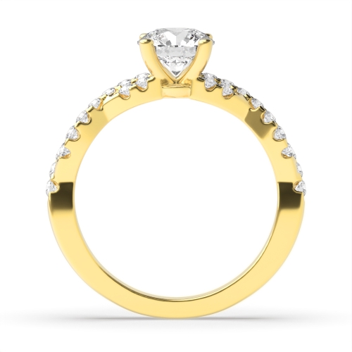 4 Prong Round Yellow Gold Twilight mosaic Engagement Rings