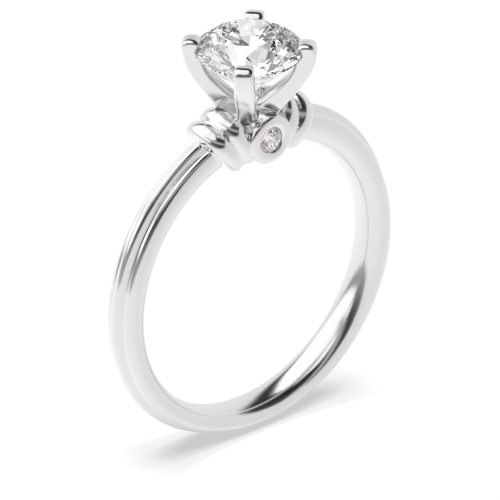 4 Prong Round Ethereal Dance Side Stone Diamond Ring