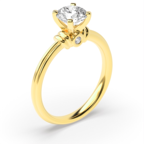 4 Prong Round Yellow Gold Ethereal dance Engagement Rings