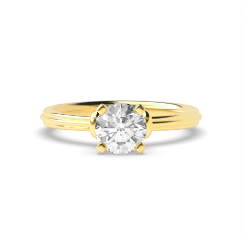 4 Prong Round Yellow Gold Ethereal dance Engagement Rings