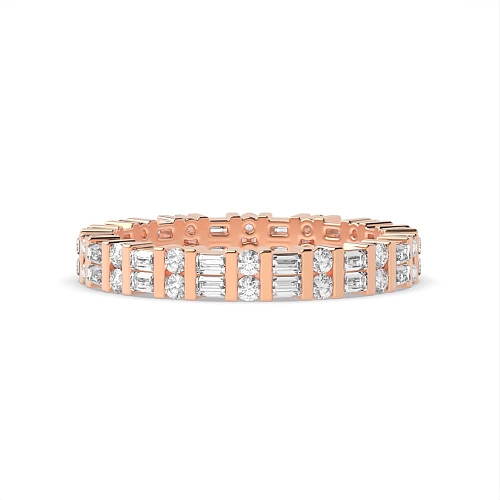 Channel Setting Round/Baguette Rose Gold Ecliptic veil Diamond Rings