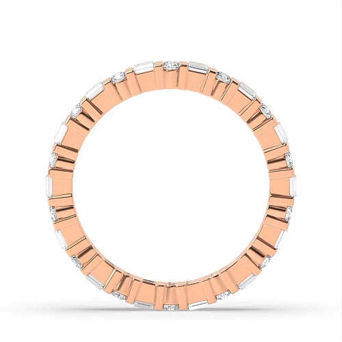 Channel Setting Round/Baguette Rose Gold Ecliptic veil Diamond Rings