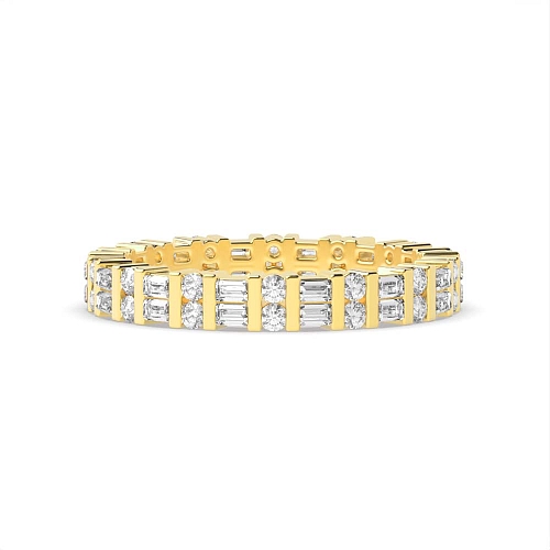 Channel Setting Round/Baguette Yellow Gold Ecliptic veil Diamond Rings