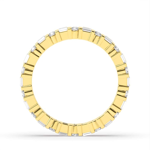 Channel Setting Round/Baguette Yellow Gold Ecliptic veil Diamond Rings