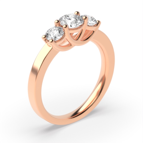 4 Prong Round Rose Gold Spectra bands Trilogy Engagement Rings