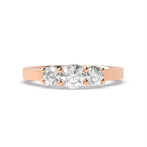 4 Prong Round Rose Gold Spectra bands Trilogy Engagement Rings