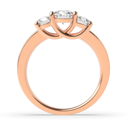 4 Prong Round Rose Gold Spectra bands Trilogy Engagement Rings