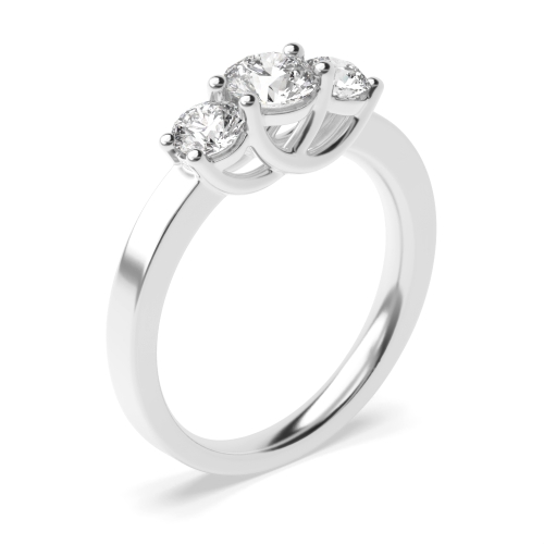 4 Prong Round Spectra bands Naturally Mined Diamond Trilogy Engagement Rings