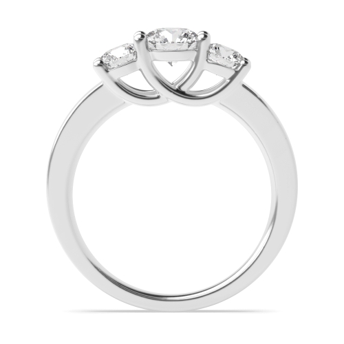 4 Prong Round Spectra bands Naturally Mined Diamond Trilogy Engagement Rings