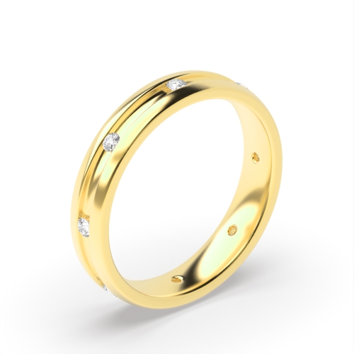 Channel Setting Round Yellow Gold Twilight clasp Eternity Engagement Rings