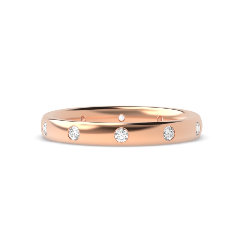 Bezel Setting Round Rose Gold Starlight bands Diamond Rings