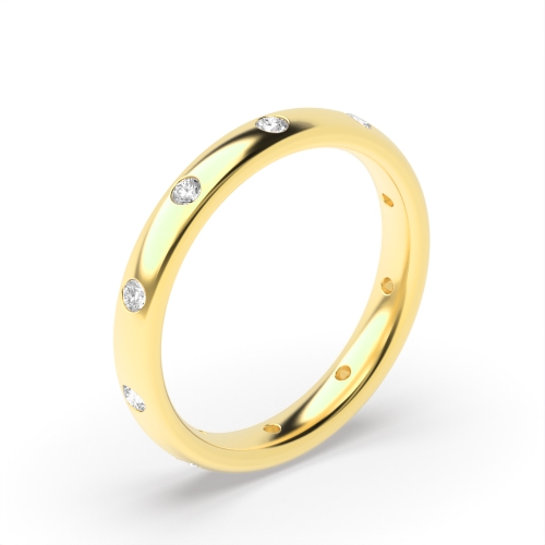 Bezel Setting Round Yellow Gold Starlight bands Diamond Rings