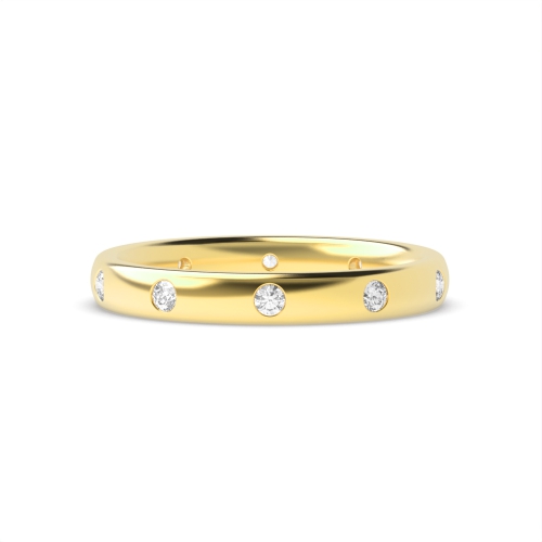 Bezel Setting Round Yellow Gold Starlight bands Diamond Rings