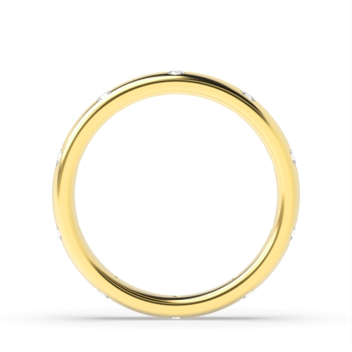 Bezel Setting Round Yellow Gold Starlight bands Diamond Rings