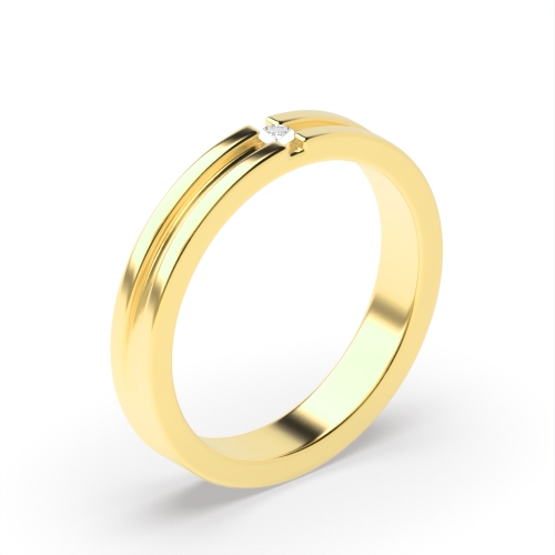 Channel Setting Round Yellow Gold Celestial bands Band Diamond Rings