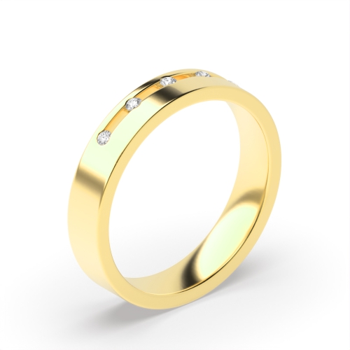 Channel Setting Round Yellow Gold Twilight radiance Band Diamond Rings