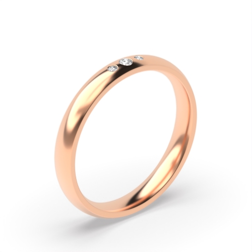 Flush Setting Round Rose Gold Zenith clasp Band Diamond Rings