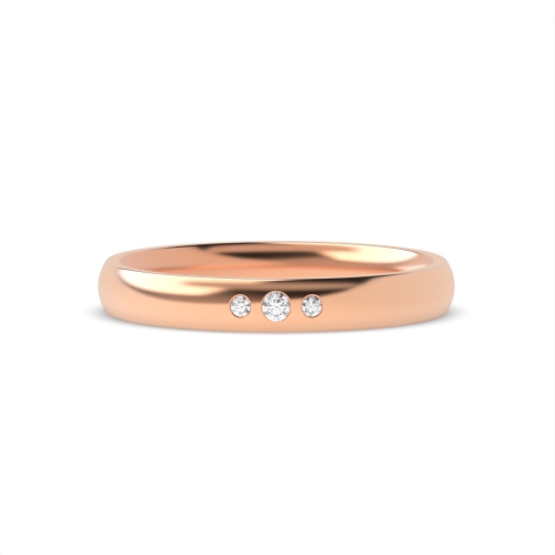 Flush Setting Round Rose Gold Zenith clasp Band Diamond Rings
