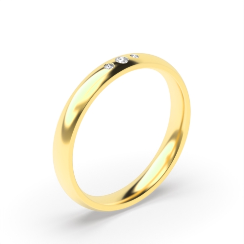 Flush Setting Round Yellow Gold Zenith clasp Band Diamond Rings