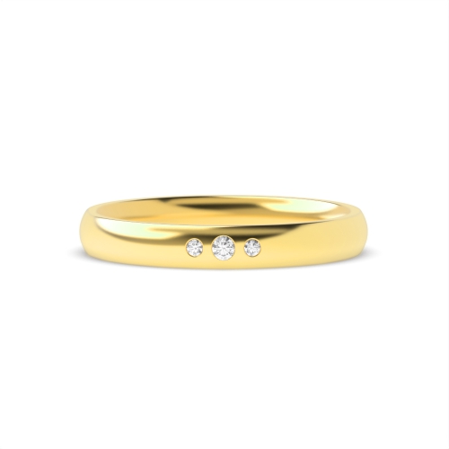 Flush Setting Round Yellow Gold Zenith clasp Band Diamond Rings