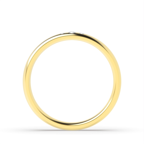 Flush Setting Round Yellow Gold Zenith clasp Band Diamond Rings